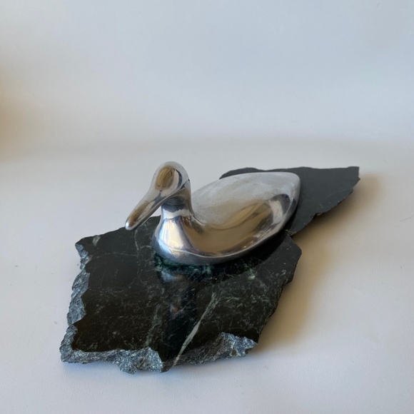 Vintage Haselton Sculpture: Aluminium LOON on Marble Base, Signed, Collectible - Picture 5 of 15